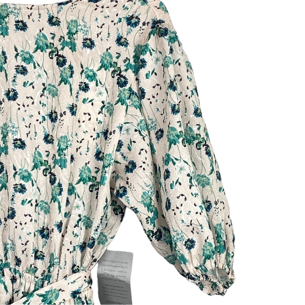 Melloday Floral Print Open Back Dress in White/Teal - NEW - Picture 3 of 9